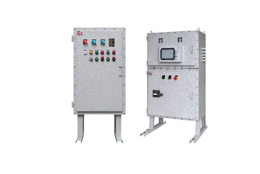BQX series explosion-proof VFD and soft start device &mdash; two flameproof cabinets with increased safety compartments on floor stands