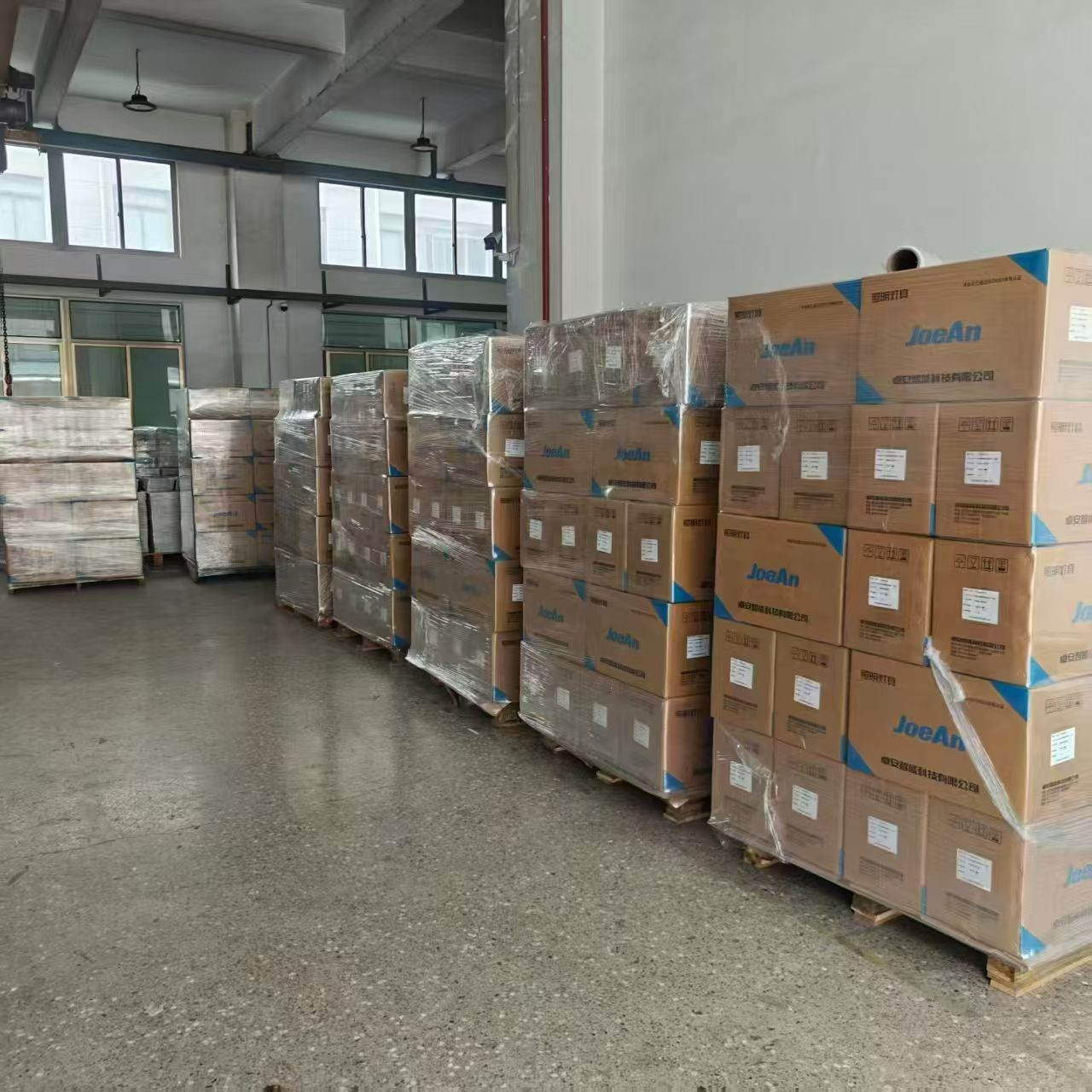 Packed orders on pallets ready for export shipment