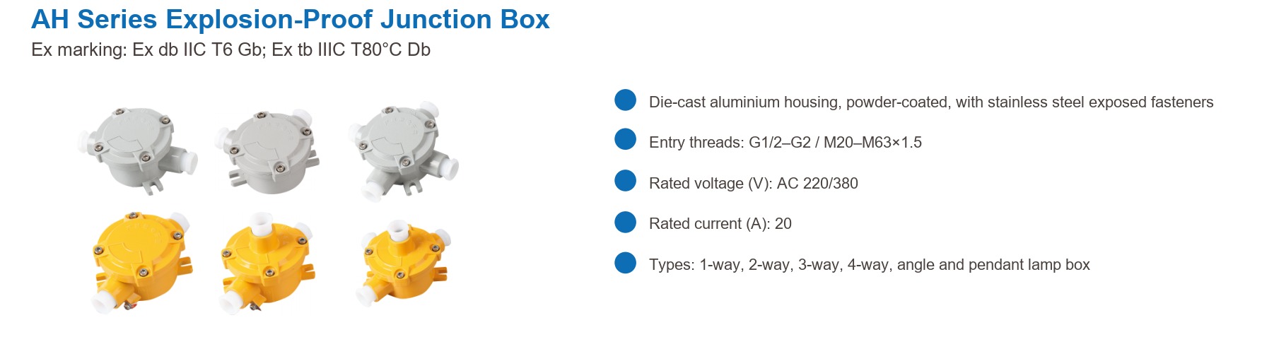 AH Series Explosion-Proof Junction Box specifications