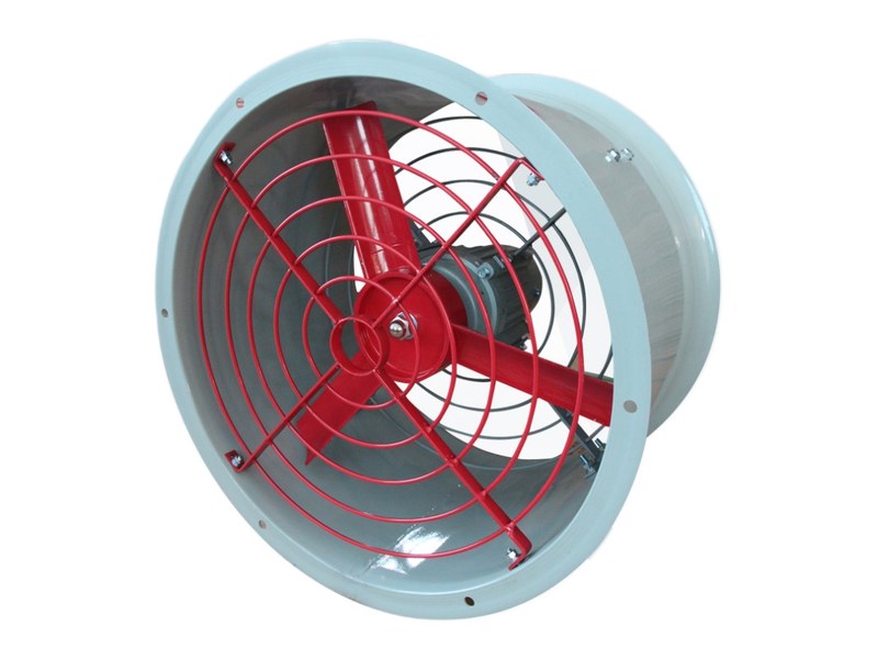 CBF Series explosion-proof axial fan, wall-type flameproof axial fan with red aluminium blades and wire guard