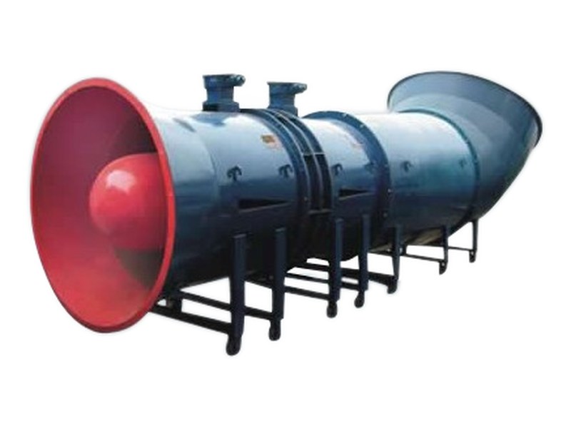 FBDCZ coal mine explosion-proof contra-rotating axial ventilation fan, blue casing with red inlet collector